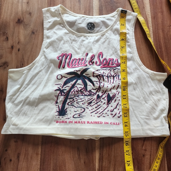 MAUI & Sons crop sleeveless tee, tropical wave tank top,100% cotton,XL - Picture 11 of 11